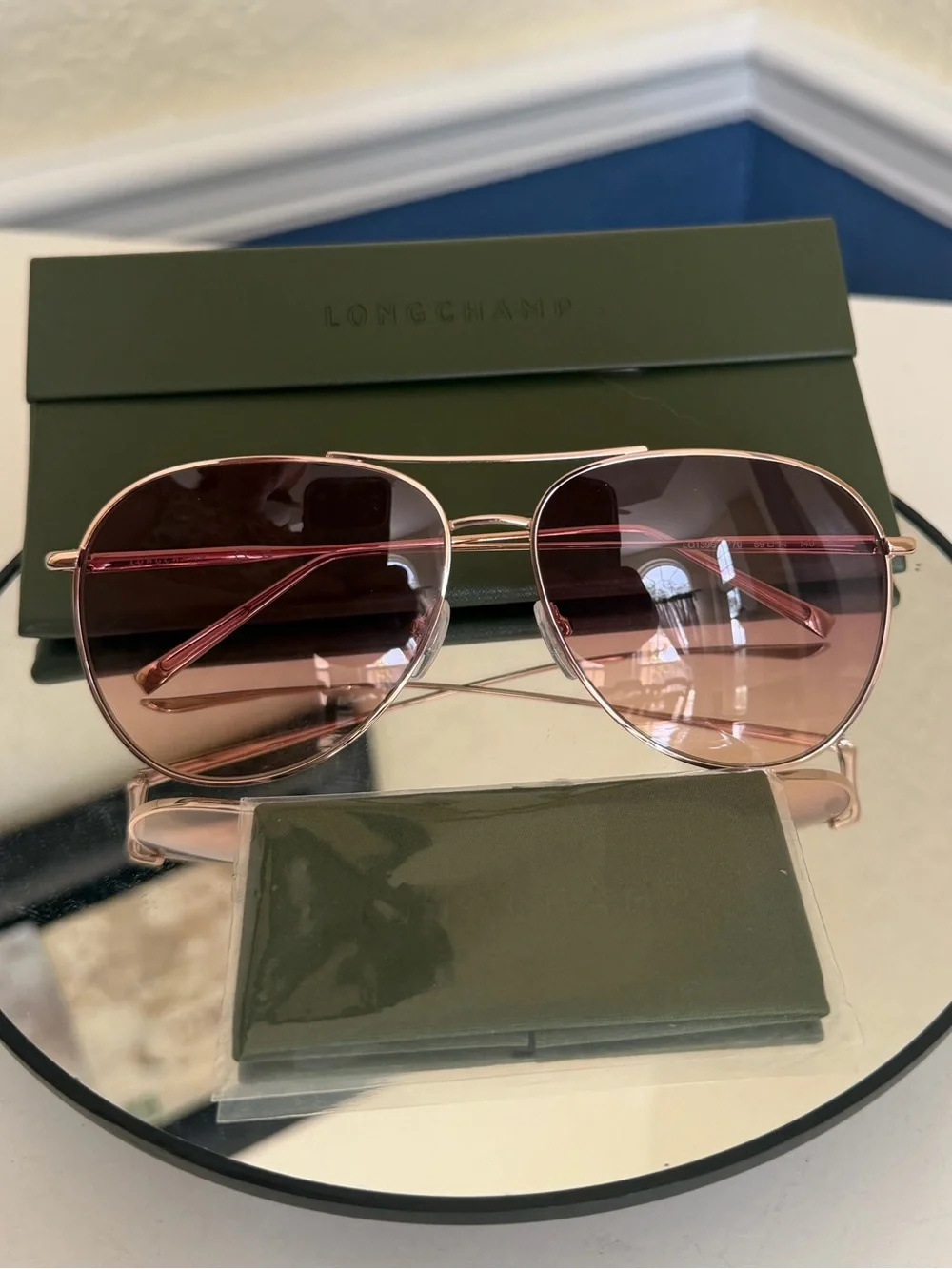 Longchamp Classic 59mm Gradient Aviator Sunglasses Brand new! Rose Gold
